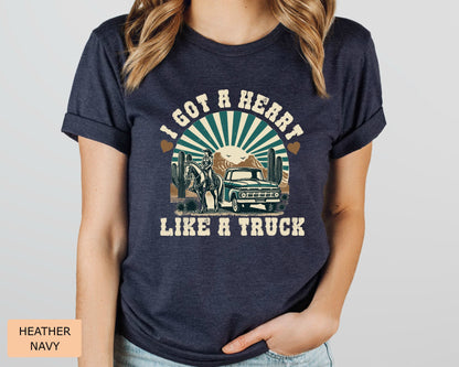 Woman Western Shirt I Got A Heart Like A Truck Shirt Cow Girl Shirt Desert Sunset Shirt