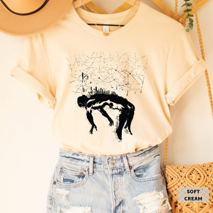 Retro Dark Art Shirt Body Falling From Sky Shirt Washed Relaxed Shirt Skeleton Shirt Gothic Shirt