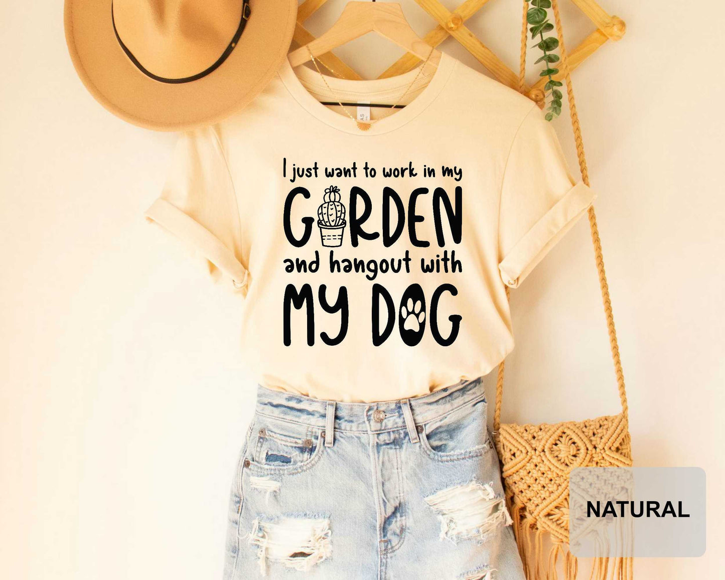 Funny Dog Lover Shirt I Just Want To Work In My Garden And Hang Out With My Dog Shirt Plant Lover Gift Dog Mom Shirt Gardening Shirt