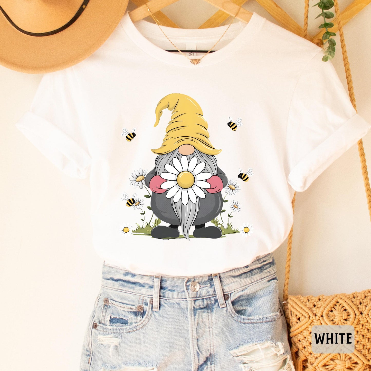 Gnome Daisy Shirt Floral Gnome Shirt Spring Shirt Women Summer Shirt Gnome Flower Shirt