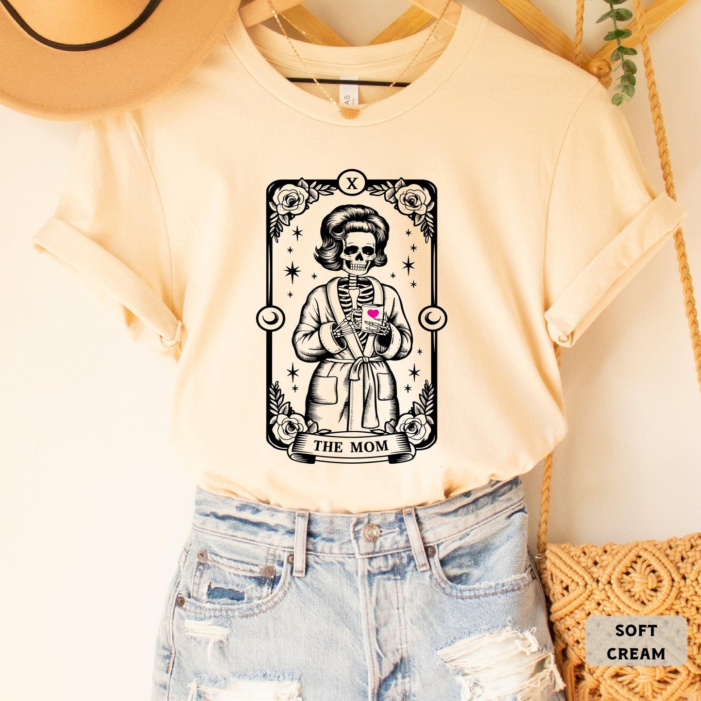 The Mom Tarot Card Shirt Skeleton Mom Shirt Motherhood Shirt Witchy Vibes Celestial Mama Shirt Halloween Gift For Mom