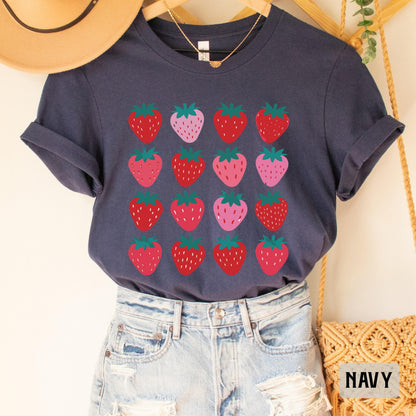 Strawberries Shirt Women Farmer Shirt Botanical Garden Shirt Summer Fruit Shirt