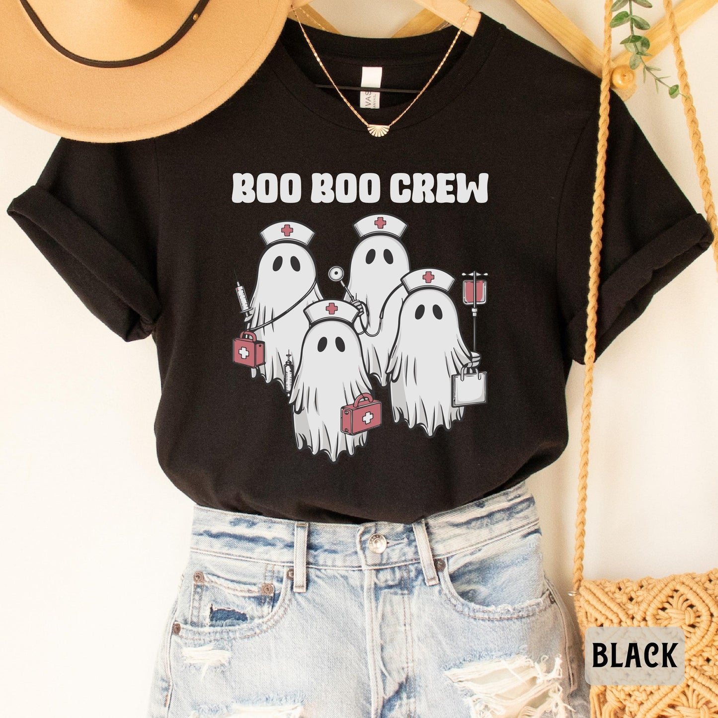 Halloween Nurse Shirt Boo Boo Crew Shirt Scary Vibes Shirt Nurse Fall Shirt Ghost Nurse Shirt