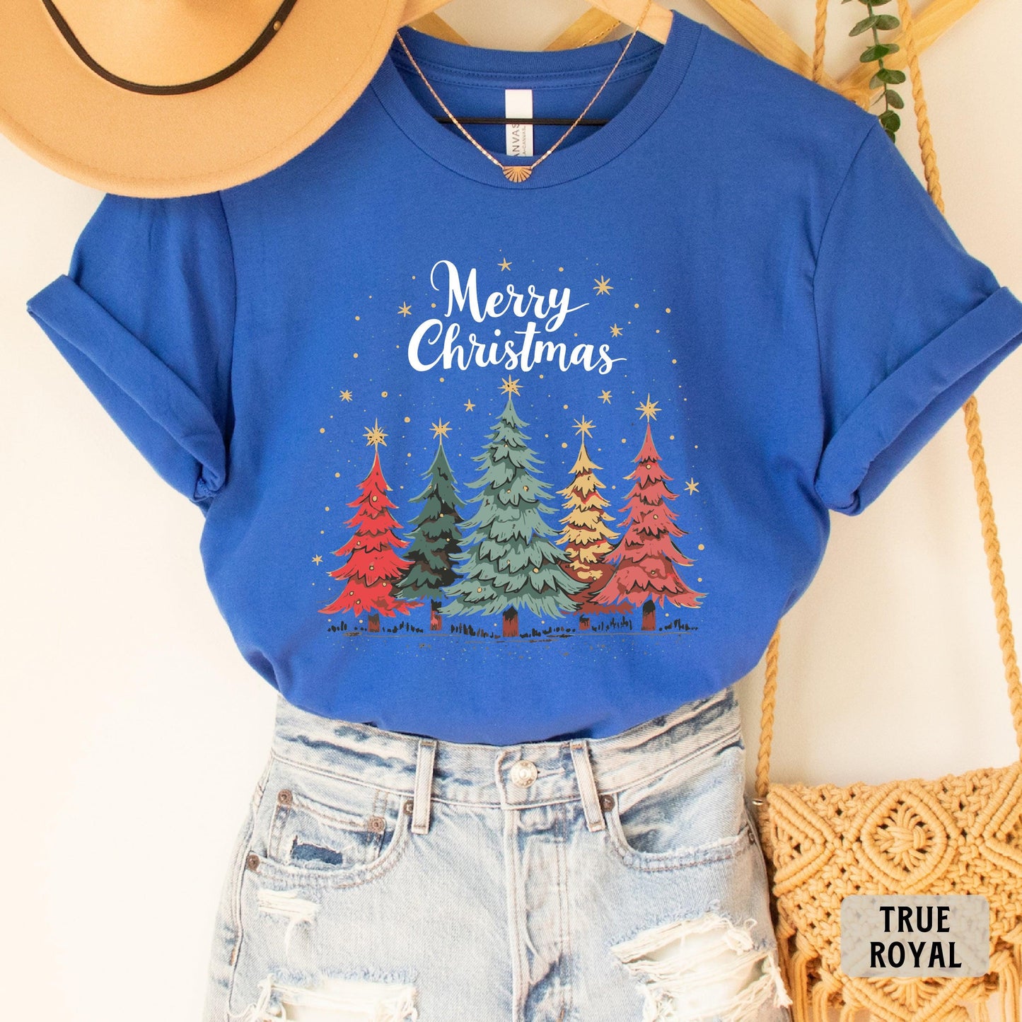 Merry Christmas Trees Shirt Holiday Shirt Christmas Family Shirt Womens Christmas Party Shirt Winter Shirt