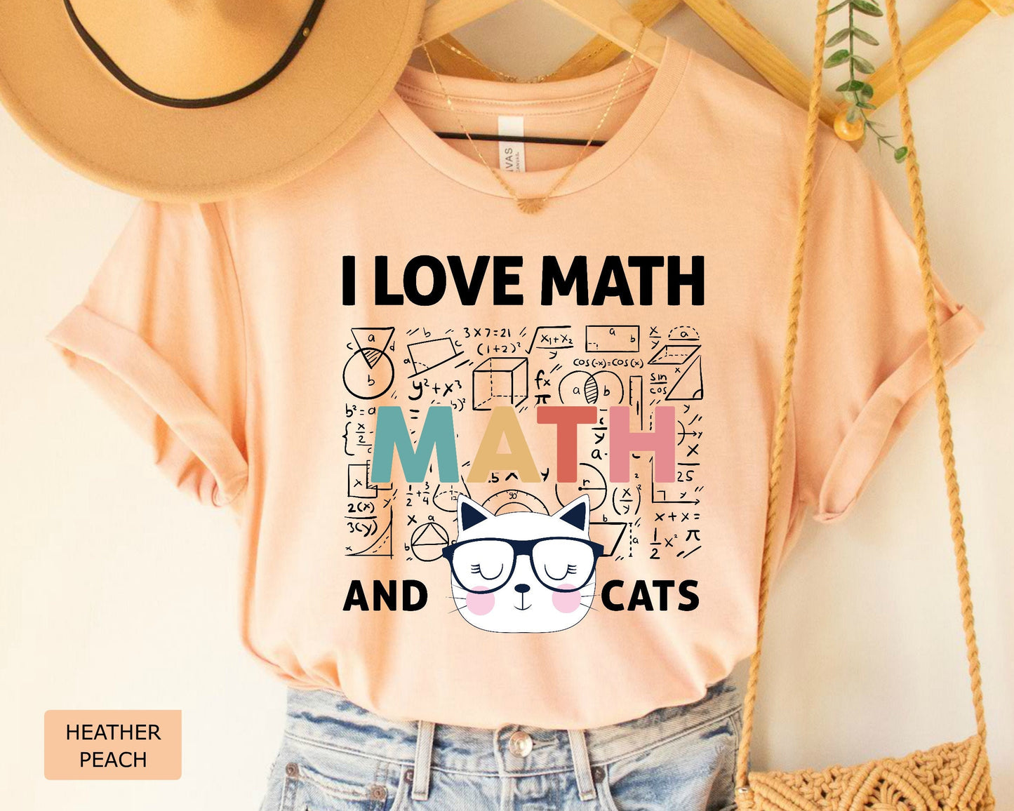 Math Lover Shirt I Love Math and Cats Shirt Funny Math Teacher Shirt Cat Mom Shirt Mathematics Shirt