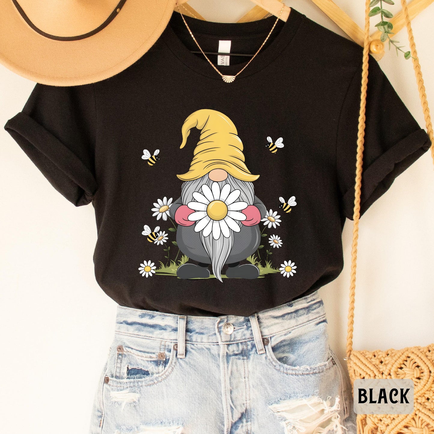 Gnome Daisy Shirt Floral Gnome Shirt Spring Shirt Women Summer Shirt Gnome Flower Shirt