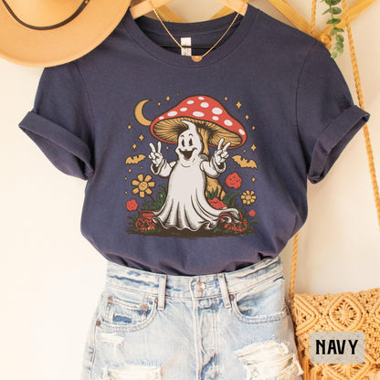 Magic Mushroom Shirt Women Halloween Shirt Ghost Mushroom ShirtFunny Fall Shirt Spooky Season Shirt