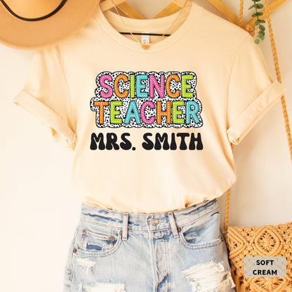 Custom Science Teacher Shirt Personalized Name Scientist Shirt Women Science Lover Shirt