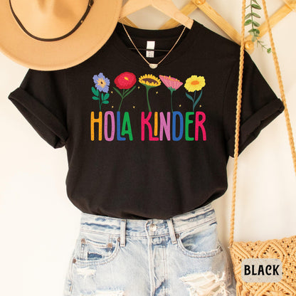 Hola Kinder Shirt Bilingual Teacher Gift Maestra Shirt Latina Shirt ESL Teacher Shirt