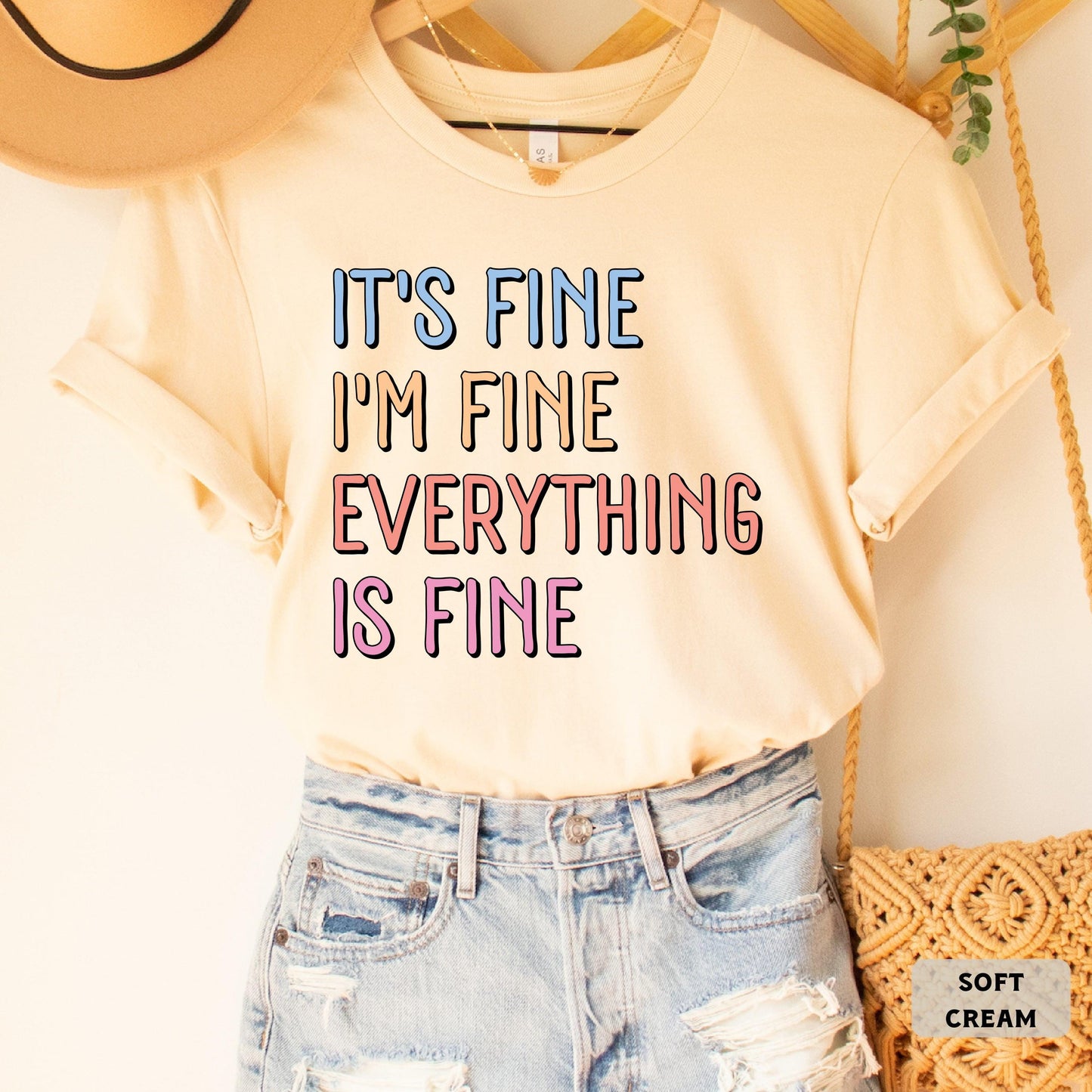 Motivational Shirt It's Fine I'm Fine Everything is Fine Shirt Introvert Shirt Positivity Shirt Mental Health Shirt