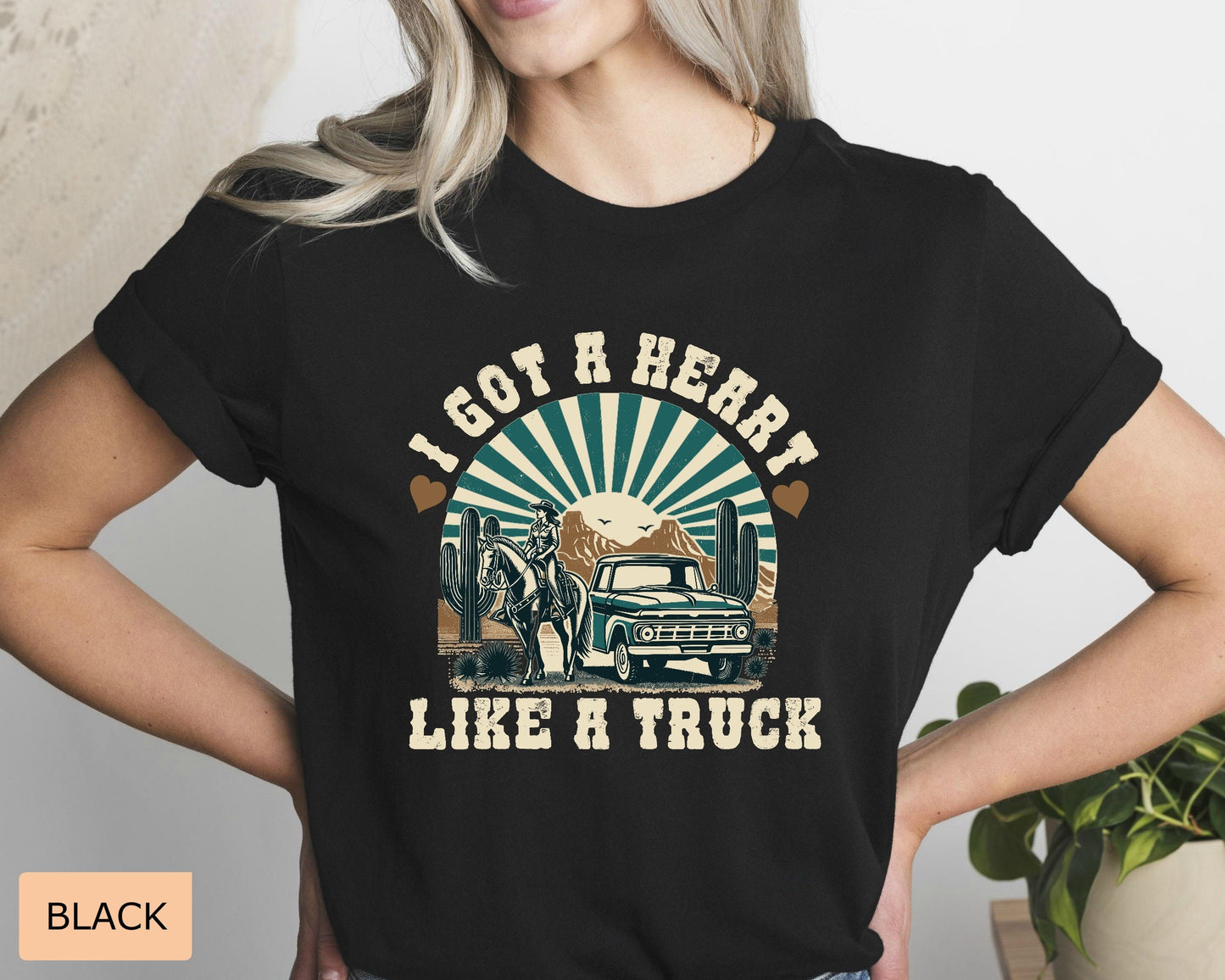 Woman Western Shirt I Got A Heart Like A Truck Shirt Cow Girl Shirt Desert Sunset Shirt