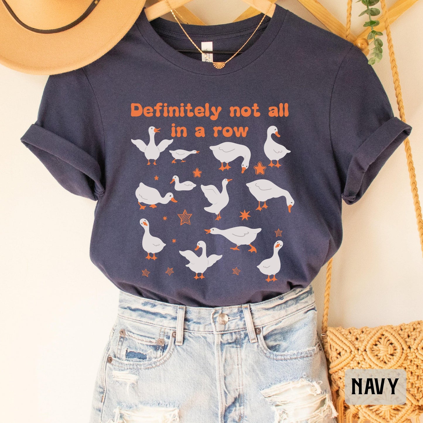 Funny Duck Meme Shirt Definitely Not All In A Row Shirt Mental Health Shirt Animal Lover Gift Goose Shirt