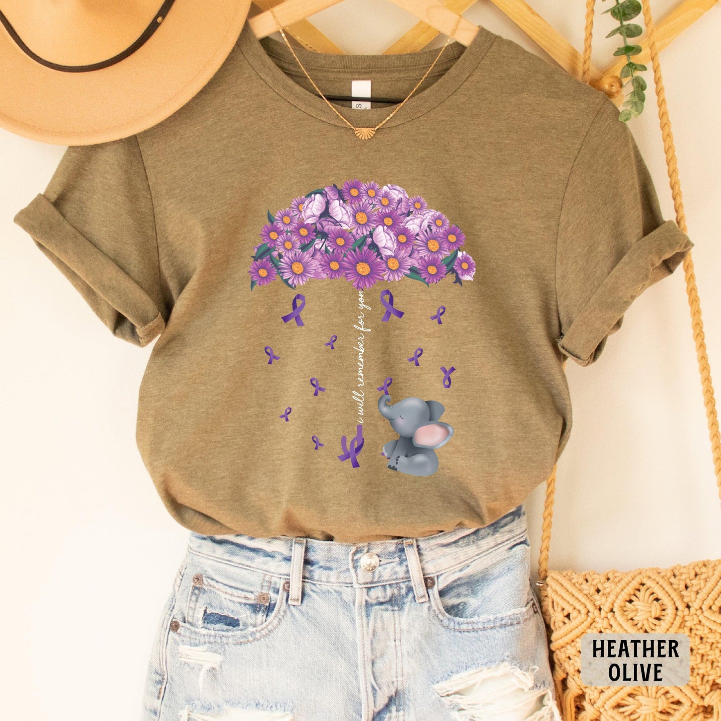 Alzheimers Flower Shirt I Will Remember For You Shirt Alzheimer Mom Shirt Purple Ribbon Shirt Dementia Shirt