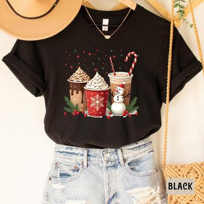 Christmas Hot Cocoa Shirt Xmas Coffee Shirt Christmas Party Shirt  Hot Chocolate Crew Shirt Retro Christmas Shirt