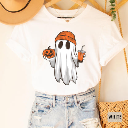 Ghost Drinking Coffee Shirt Coffee Lover Shirt Halloween Party Shirt Fall Coffee Shirt