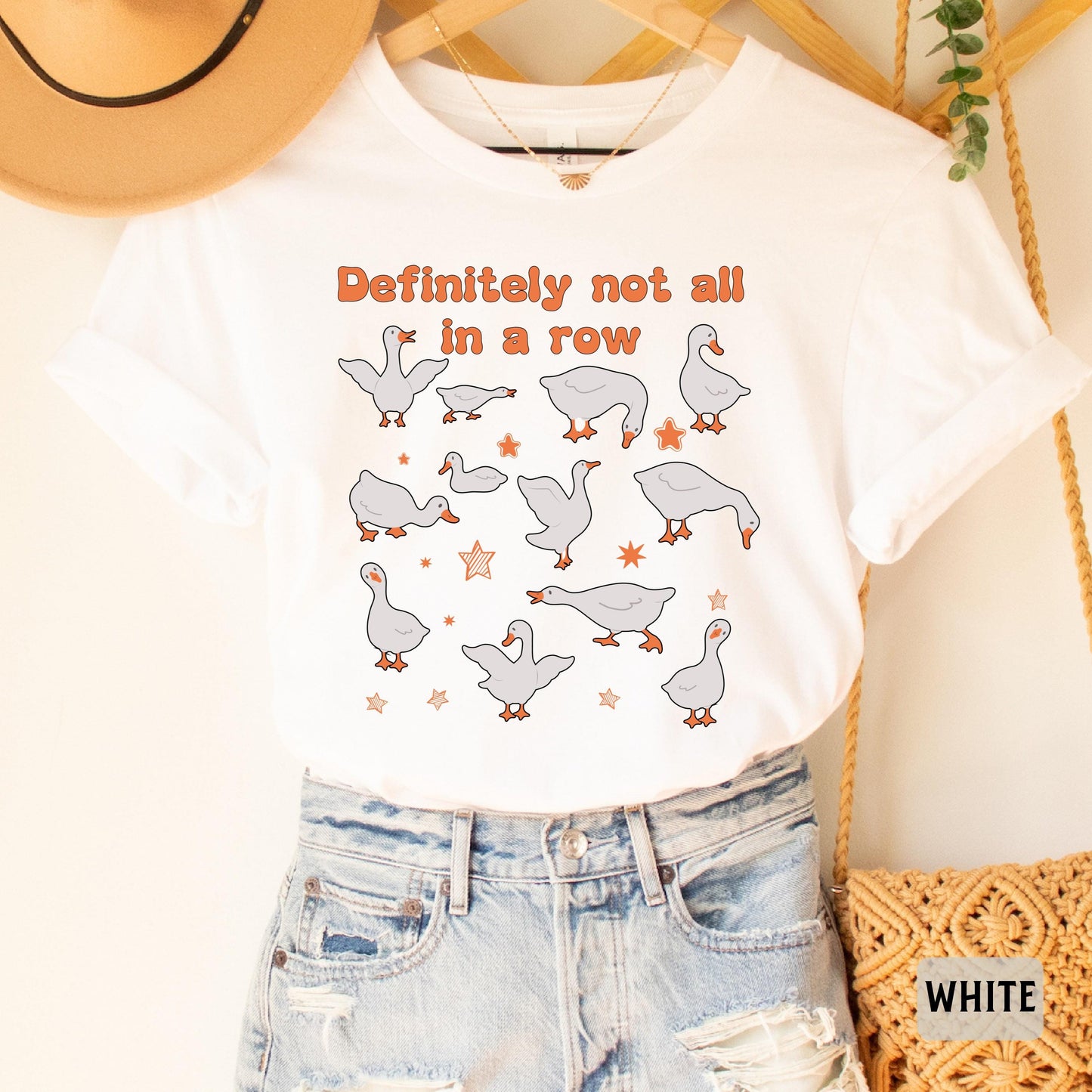 Funny Duck Meme Shirt Definitely Not All In A Row Shirt Mental Health Shirt Animal Lover Gift Goose Shirt