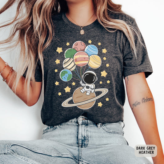 Astronaut Planet Balloon Shirt Spaceman Planets Shirt Space Reading Shirt Astronaut Family Shirt