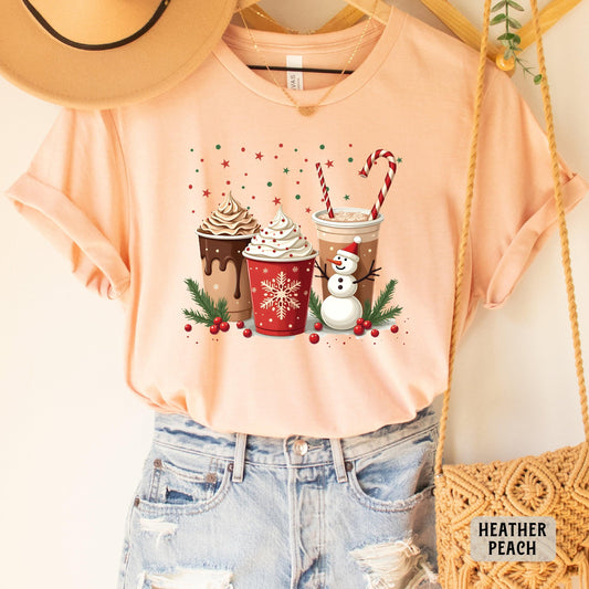 Christmas Hot Cocoa Shirt Xmas Coffee Shirt Christmas Party Shirt  Hot Chocolate Crew Shirt Retro Christmas Shirt