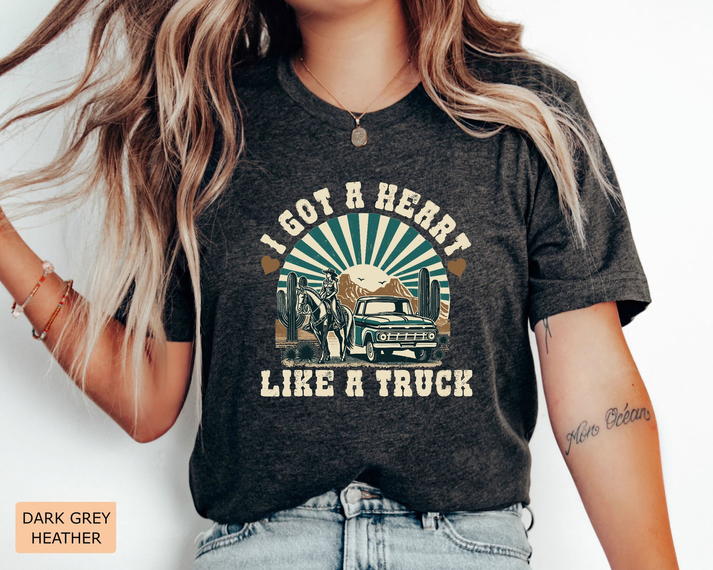 Woman Western Shirt I Got A Heart Like A Truck Shirt Cow Girl Shirt Desert Sunset Shirt