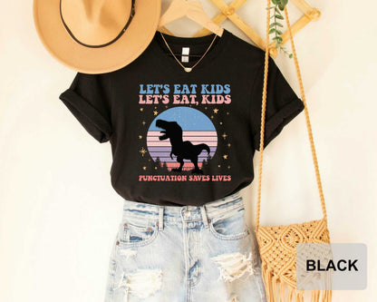 Funny Grammar Shirt Let's Eat Kids Shirt Punctuation Saves Lives Shirt Commas Save Shirt Literature Shirt