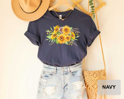 Sunflower Shirt Womens Fall Shirt Garden Flower Botanical Shirt Plant Lover Wildflower Shirt