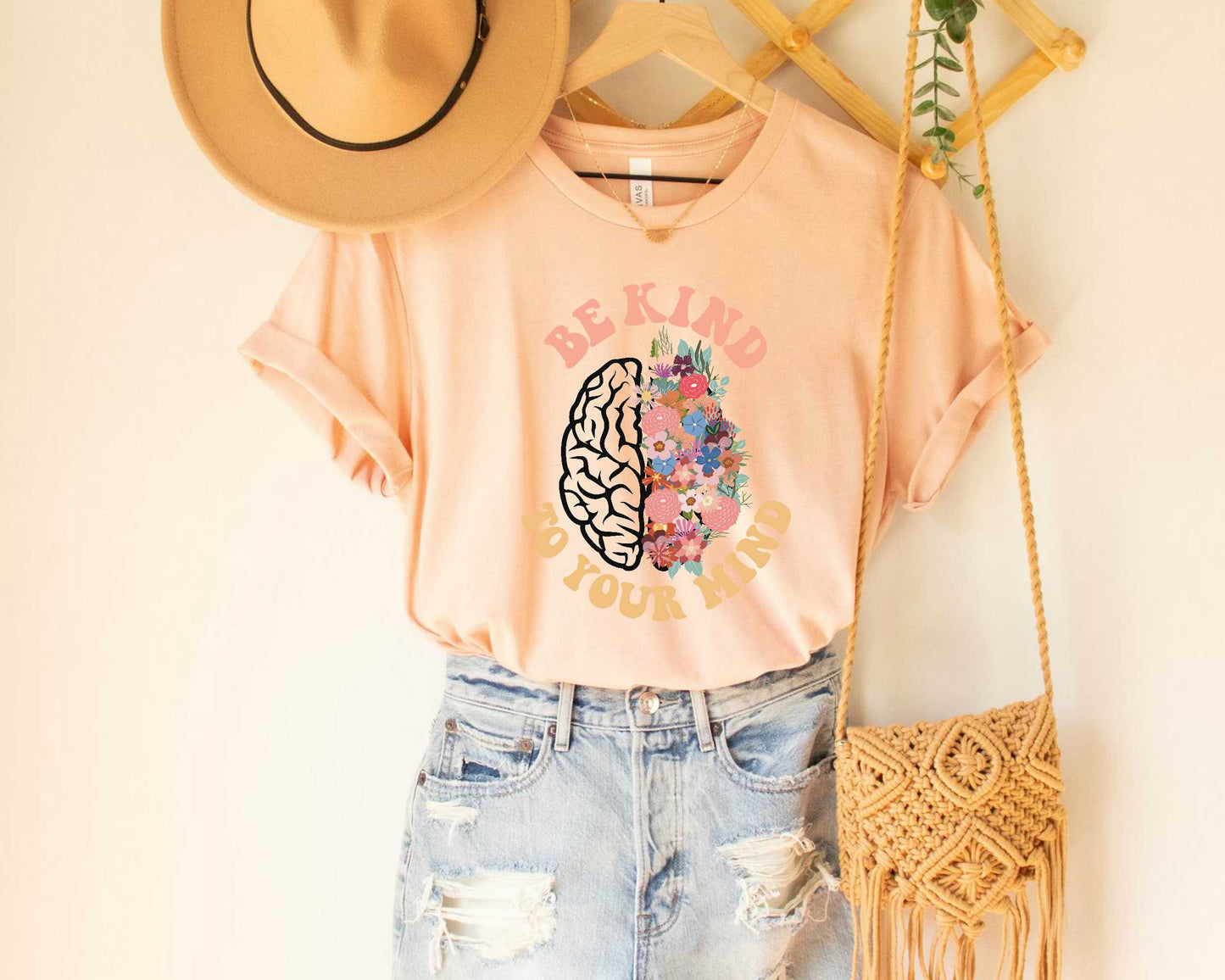 Be Kind To Your Mind T Shirt, Floral Brain Shirt, Mental Health Tee, Mindfulness Shirt