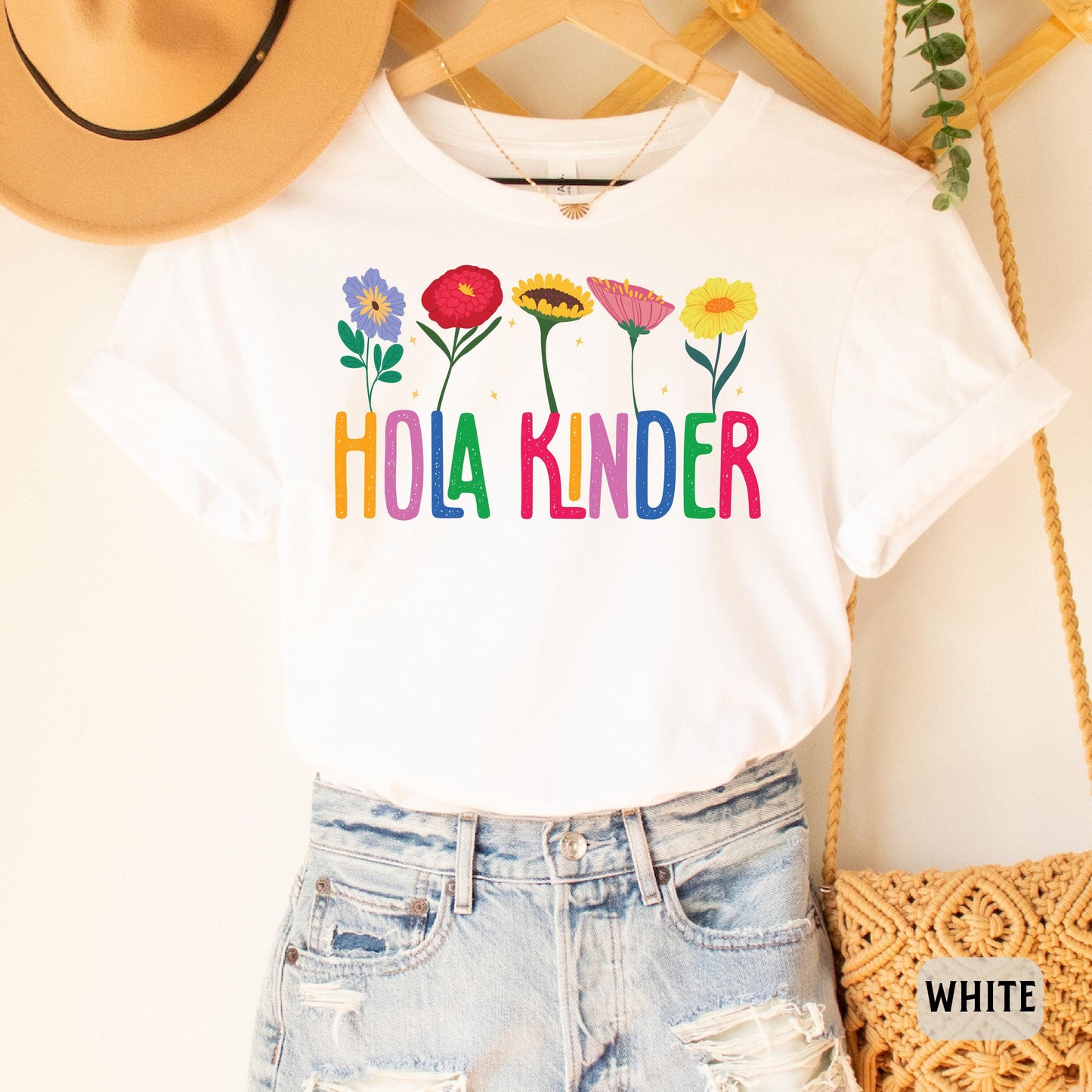 Hola Kinder Shirt Bilingual Teacher Gift Maestra Shirt Latina Shirt ESL Teacher Shirt