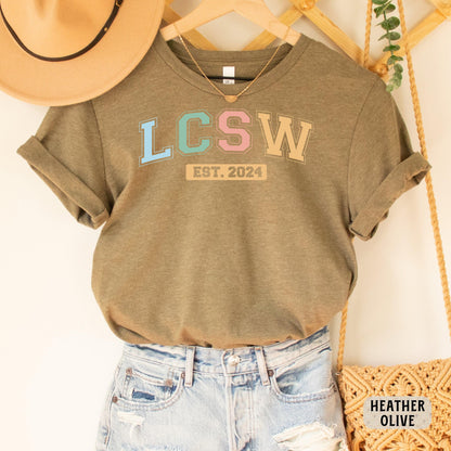 Custom LCSW Shirt Licensed Clinical Social Worker Shirt Personalized LCSW Shirt New Social Worker Est 2024 Shirt