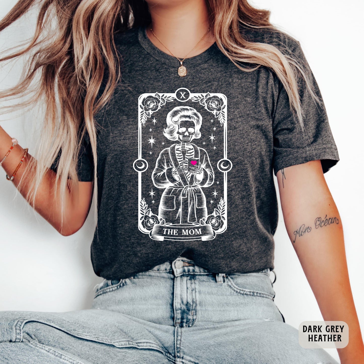 The Mom Tarot Card Shirt Skeleton Mom Shirt Motherhood Shirt Witchy Vibes Celestial Mama Shirt Halloween Gift For Mom