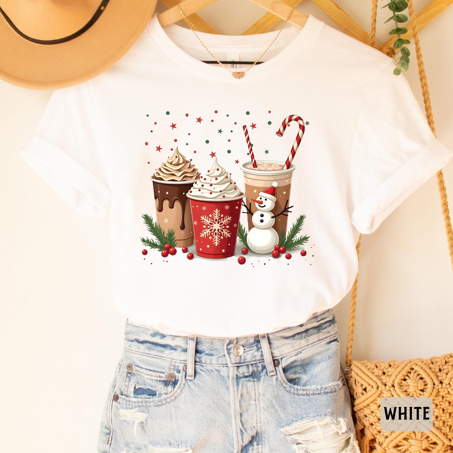 Christmas Hot Cocoa Shirt Xmas Coffee Shirt Christmas Party Shirt  Hot Chocolate Crew Shirt Retro Christmas Shirt