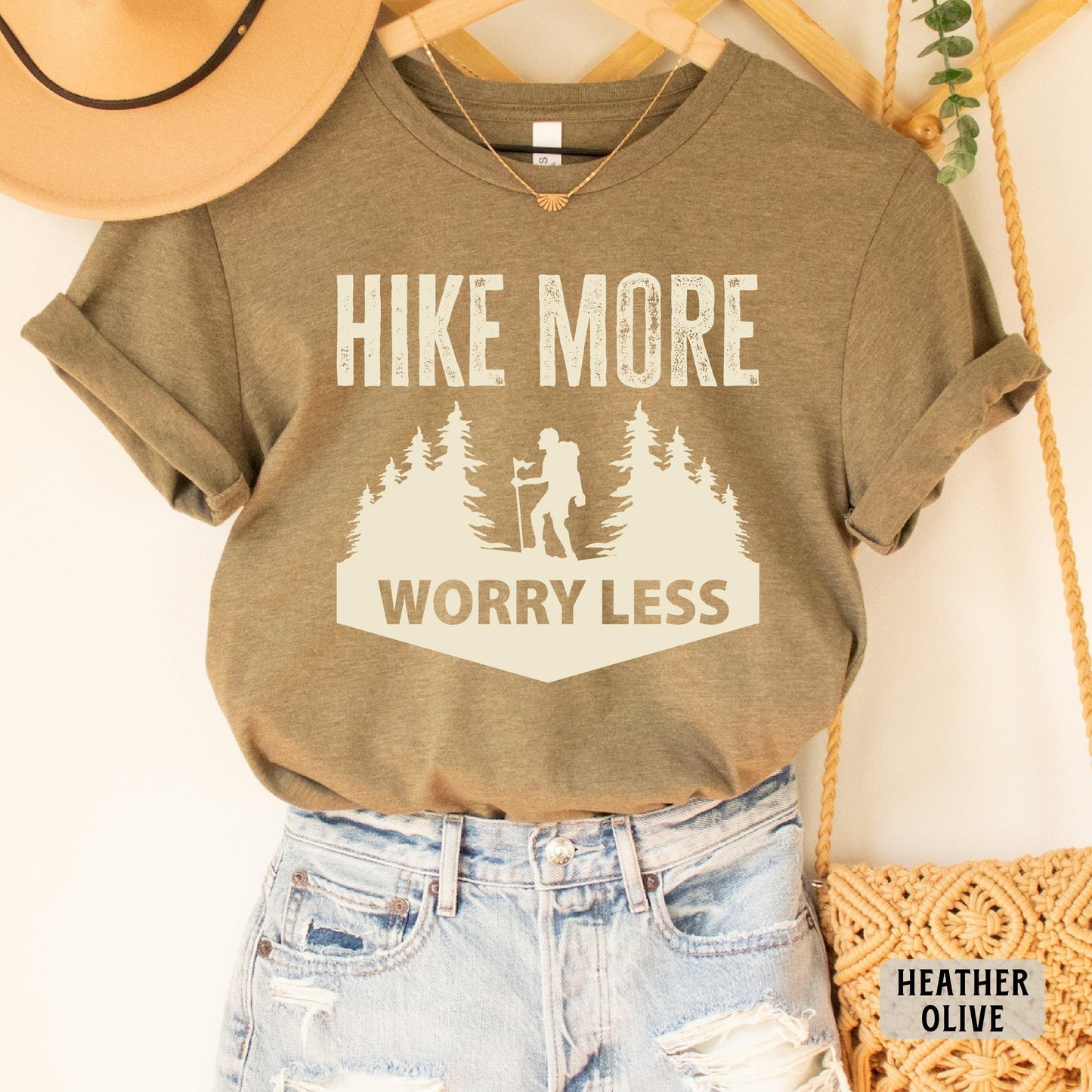 Funny Hiking Shirt Hike More Worry Less Shirt Camp Life Shirt Vacation Shirt Nature Shirt