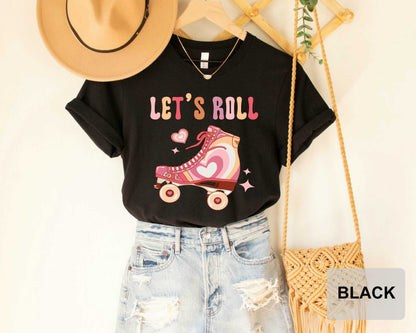 Let's Roll Shirt, Fun Roller Skate Shirt, Roller Derby Shirt Roller Skating Gift