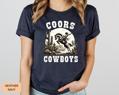 Coors Cowboy Shirt Rodeo Shirt Vintage Western Graphic Shirt Retro Style Cowboy Shirt
