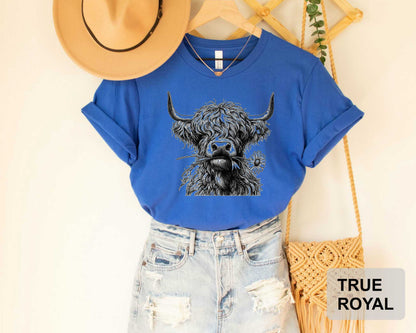 Floral Highland Cow Shirt Heifer Lover Shirt Country Shirt Farm Life Shirt Cowgirl Shirt