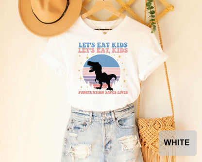 Funny Grammar Shirt Let's Eat Kids Shirt Punctuation Saves Lives Shirt Commas Save Shirt Literature Shirt
