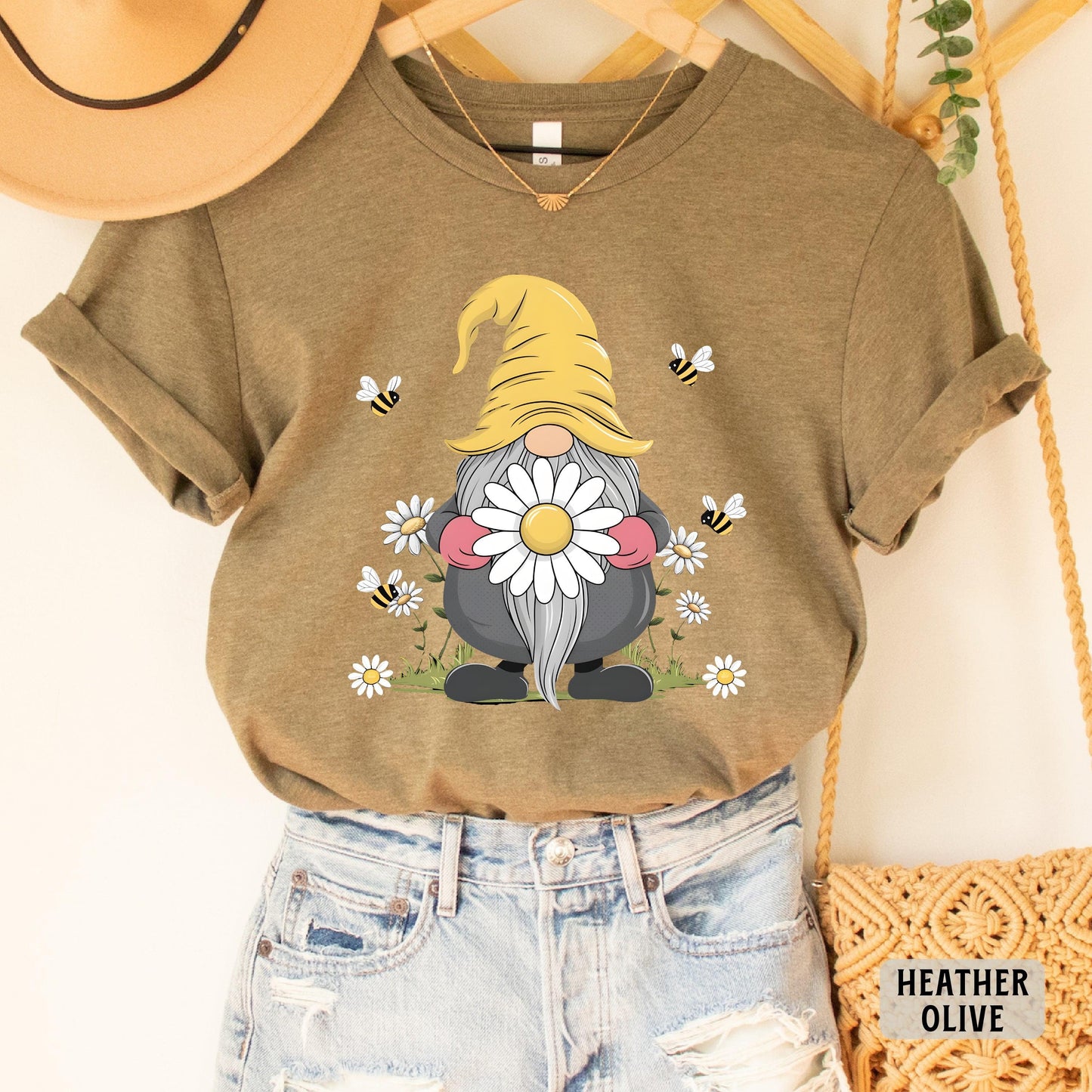 Gnome Daisy Shirt Floral Gnome Shirt Spring Shirt Women Summer Shirt Gnome Flower Shirt