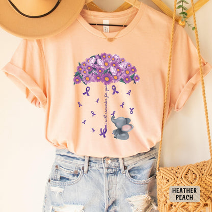 Alzheimers Flower Shirt I Will Remember For You Shirt Alzheimer Mom Shirt Purple Ribbon Shirt Dementia Shirt