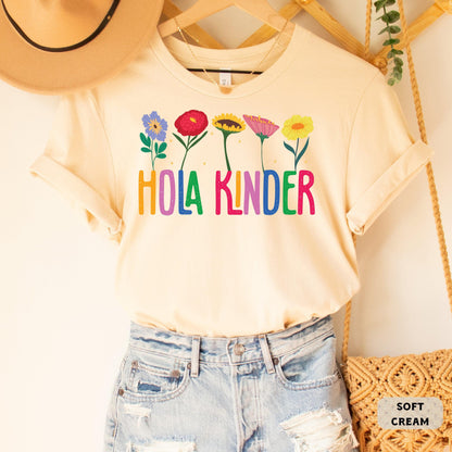 Hola Kinder Shirt Bilingual Teacher Gift Maestra Shirt Latina Shirt ESL Teacher Shirt