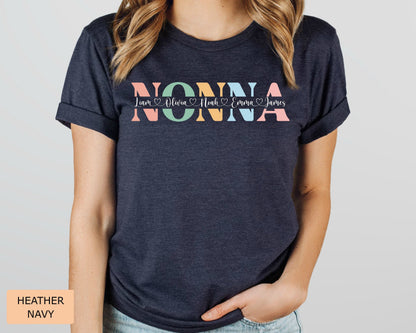 Custom Nonna Shirt Nonna Mothers Day Gift Promoted to Nonna Shirt Personalized Nonna Shirt with Names