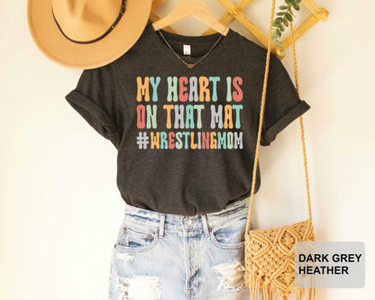 My Heart is On That Mat Shirt Wrestling Shirt Best Mom Sports Shirt Sport Lover Mom Gift Funny Mom Shirt