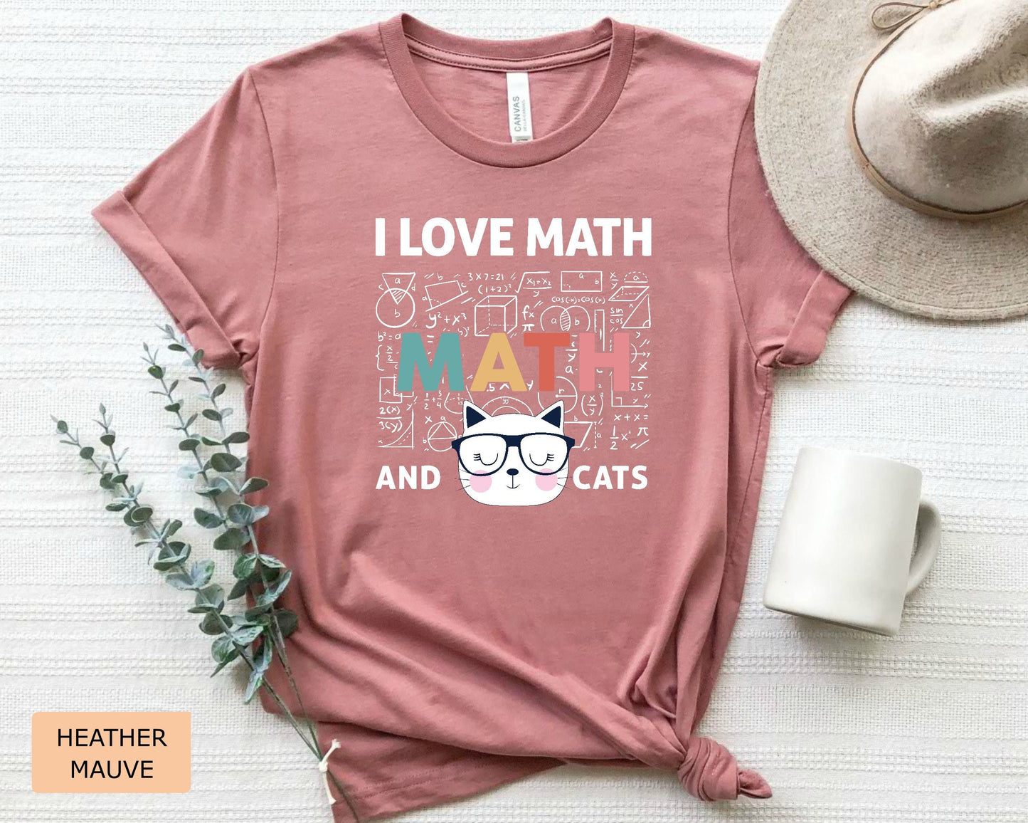Math Lover Shirt I Love Math and Cats Shirt Funny Math Teacher Shirt Cat Mom Shirt Mathematics Shirt