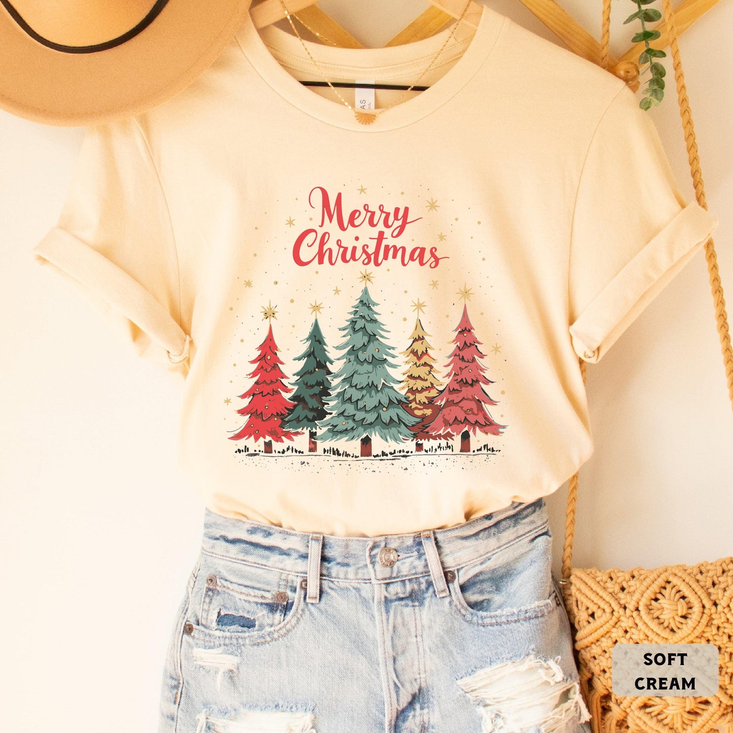 Merry Christmas Trees Shirt Holiday Shirt Christmas Family Shirt Womens Christmas Party Shirt Winter Shirt