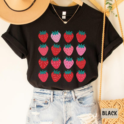 Strawberries Shirt Women Farmer Shirt Botanical Garden Shirt Summer Fruit Shirt