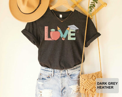 Cute Teacher Shirt Love Shirt Teacher Appreciation Gift Inspirational Apple Teacher Shirt