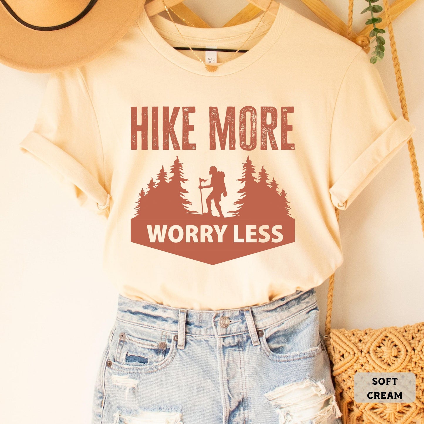 Funny Hiking Shirt Hike More Worry Less Shirt Camp Life Shirt Vacation Shirt Nature Shirt