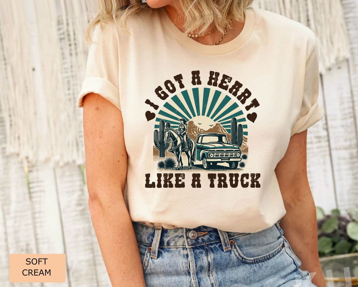 Woman Western Shirt I Got A Heart Like A Truck Shirt Cow Girl Shirt Desert Sunset Shirt