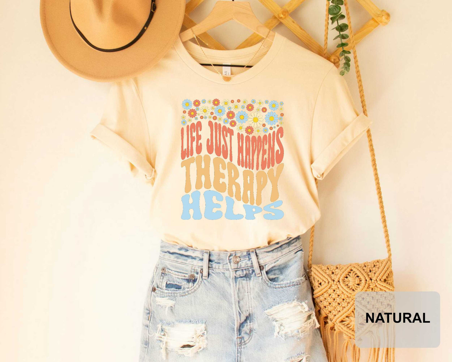 Therapist Shirt Life Just Happens and Therapy Helps Shirt Psychologist Shirt Mental Health Shirt Counselor Shirt