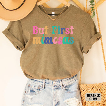Funny Brunch Shirt But First Mimosas Shirt Cocktails Shirt Bachelorette Shirt Drunk Bridal Shower Shirt
