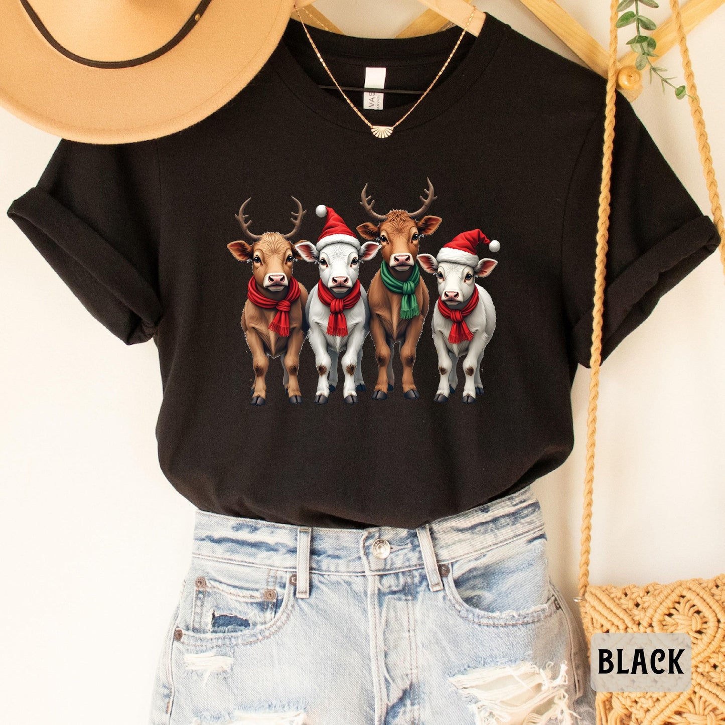 Funny Christmas Cows Shirt Cow Santa Shirt Christmas Family Shirt Western Xmas Gift Cow Lover Farmer Shirt