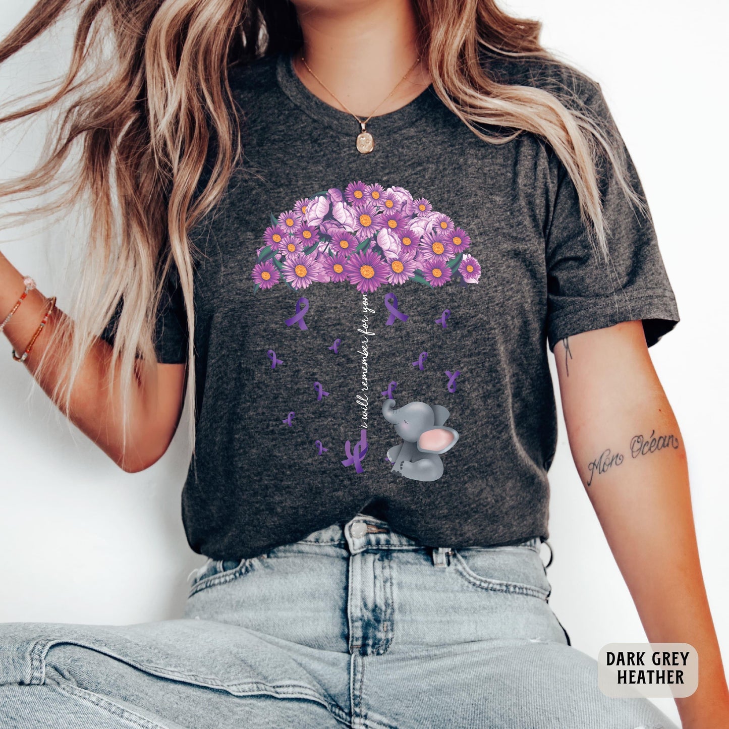 Alzheimers Flower Shirt I Will Remember For You Shirt Alzheimer Mom Shirt Purple Ribbon Shirt Dementia Shirt